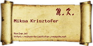 Miksa Krisztofer névjegykártya